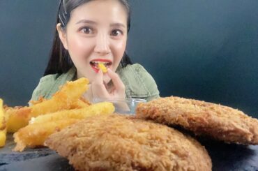 ASMR, Gourmet Crispy Mozzarella Tonkatsu,Fried Stick ,French Fries#TrangFood