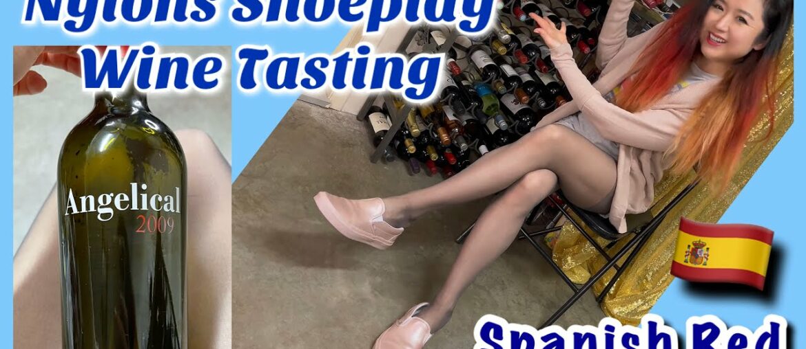 Sneakers Dangle Wine Tasting – Spanish Red, Shoeplay in Nylons Sneakers Dangle Wine Tasting - Spanish Red, Shoeplay in Nylons