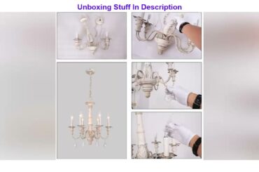 Discount OSAIRUOS French Country Candle-Style Chandelier, Handmade White Distressed Wood Lighting C