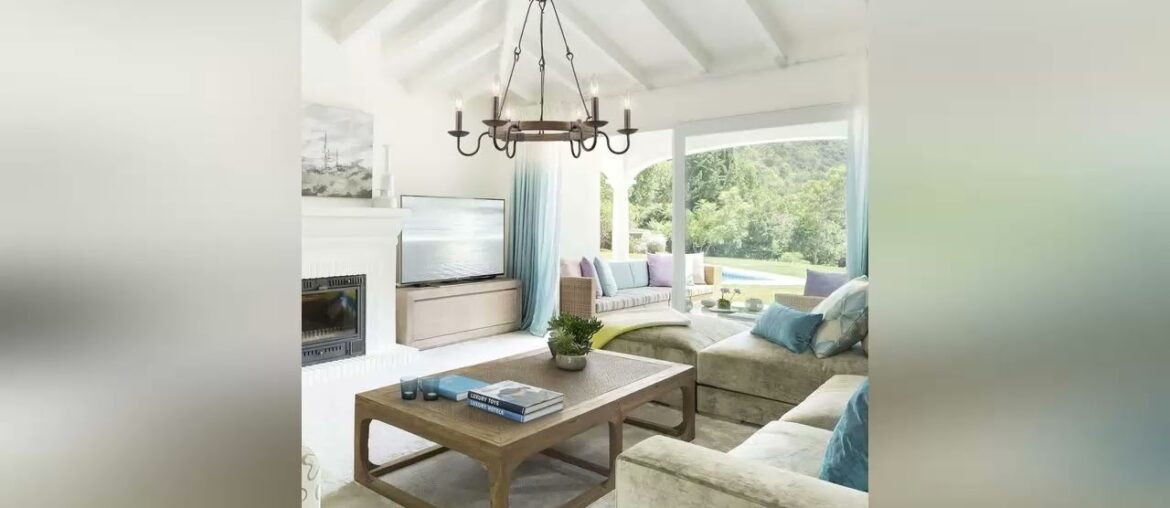 Video Review LOG BARN Farmhouse Chandelier, Island Lights for Kitchen, 28" Large Wagon Wheel Chande