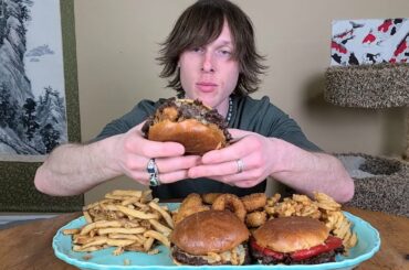 Huge 10oz Gourmet Burgers Mukbang