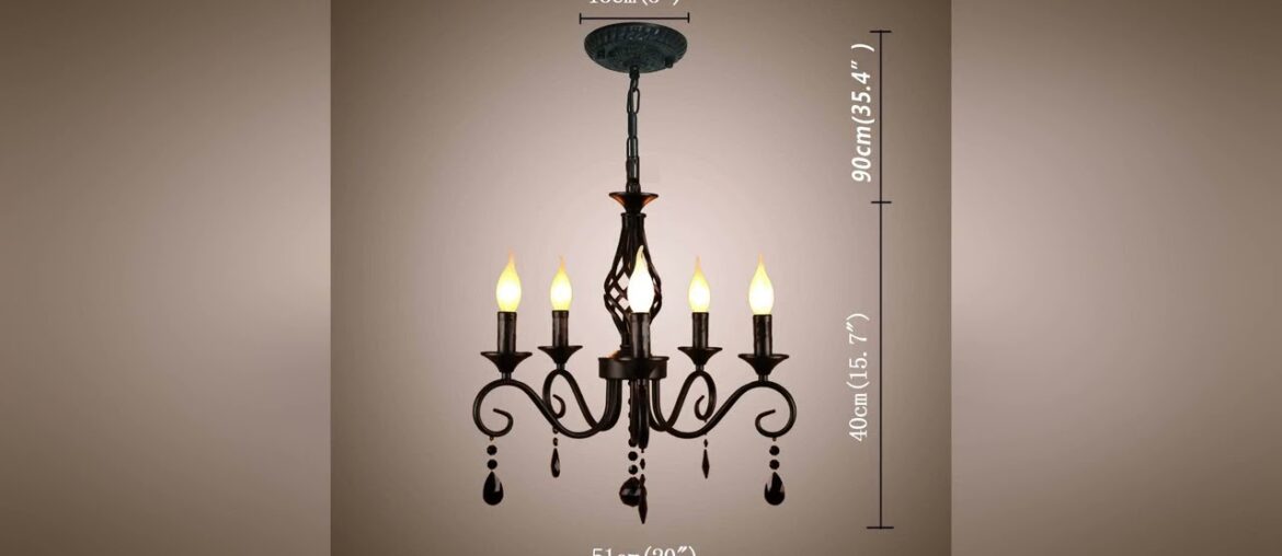 Review Product Ganeed French Country Chandeliers,5 Lights Black Crystal Candle Chandelier,Industria