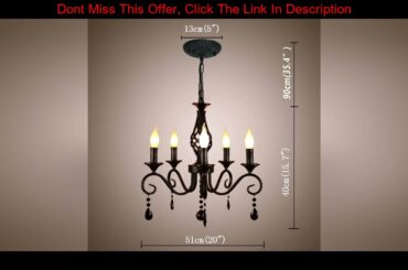 Review Product Ganeed French Country Chandeliers,5 Lights Black Crystal Candle Chandelier,Industria