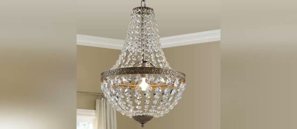 Get Special Price Bestier French Empire Antique Silver Finish Farmhouse Crystal Pendant Chandelier