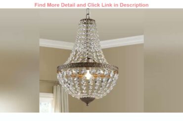 Get Special Price Bestier French Empire Antique Silver Finish Farmhouse Crystal Pendant Chandelier