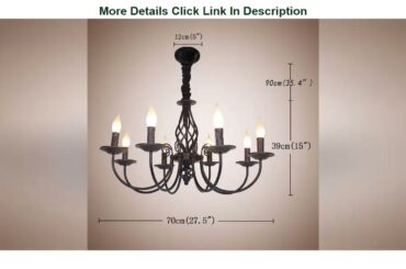 Best Review Ganeed Rustic Chandelier,8 Lights French Country Chandeliers,Metal Black Pendant Chande