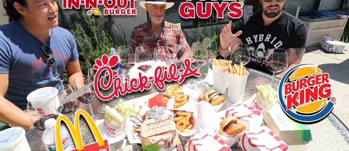 American hamburgers! InNOut, Five Guys, Chick-Fil-A, McDonalds, Burger King, and wines! American hamburgers! InNOut, Five Guys, Chick-Fil-A, McDonalds, Burger King, and wines!
