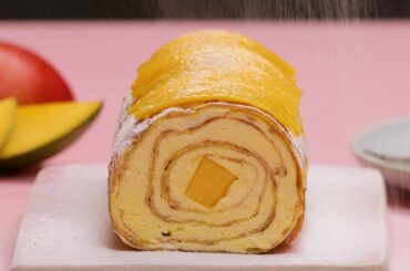 Mango Crepe Roll Cake Recipe | How to Make French Crepes with Mangoes | Summer Desserts