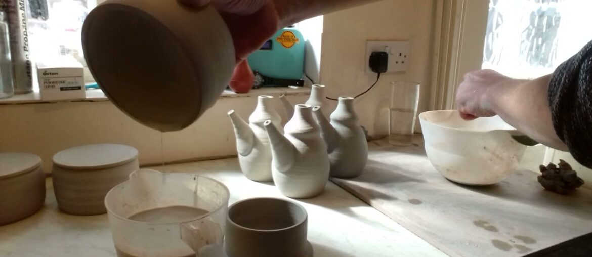 Raw glazing French butter dishes.