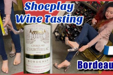 4" Heels Sandals Dangle Wine Tasting - Bordeaux Red, Shoeplay Dangling