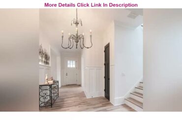 Video Review LALUZ French Country Chandeliers for Living and Dining Rooms, Distressed Faux-Wood, Sh