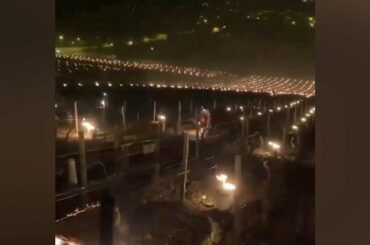 Torches to combat frost in the vineyards of France