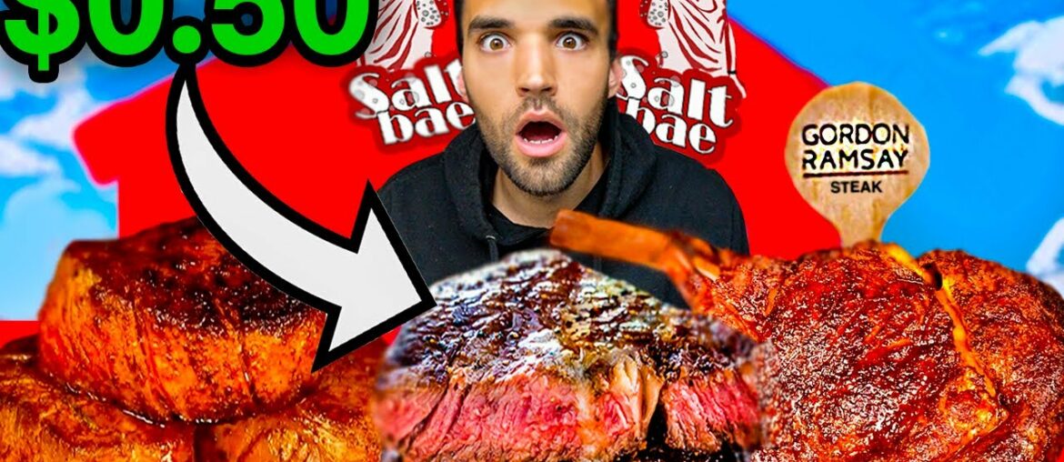 LIVING on WORLD'S BEST STEAKS for 24 HOURS (Gordon Ramsay, Guga Foods, Salt Bae & MORE)!
