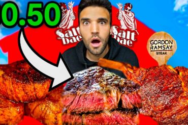 LIVING on WORLD'S BEST STEAKS for 24 HOURS (Gordon Ramsay, Guga Foods, Salt Bae & MORE)!