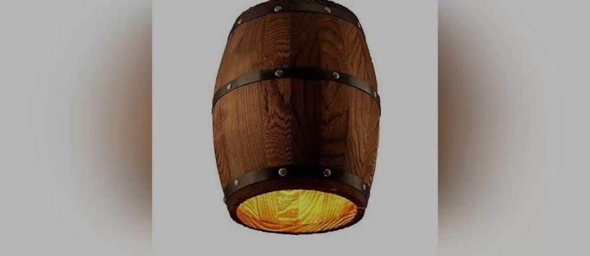 Best Promo Wood Wooden Wine Barrel Shade Ceiling Light Fixture Pendant Retro Industrial French Coun