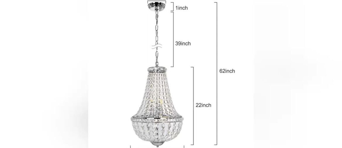 New Product 6-Light Crystal Pendant Chandelier Lighting, 13.5 inch Modern French Empire Ceiling Lig