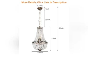 Most Creative Product 6-Light Crystal Chandelier Pendant Light, 13.5 inch French Empire Ceiling Lig