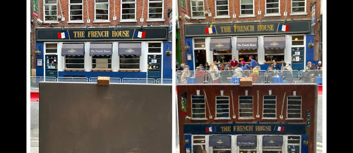A day in the life of The French House Soho. Painting by Dave Crocker