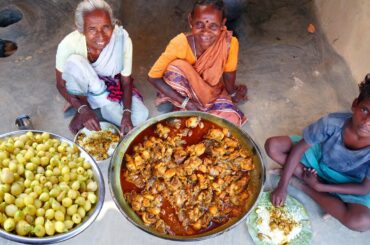 MAHUYA CHICKEN RECIPE | How to cook mahuya wine fruit chicken by tribal santali village grandmothers