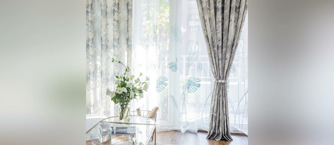 Exclusive Pastoral Orchid Printed Curtains Polyester Cotton Curtains for Living Dining Room Bedroom