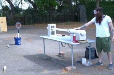 Shooting A Potato At A Tennis Racket To Make French Fries