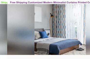 Customized Modern Minimalist Curtains Printed Curtains for Living Dining Room Bedroom Orange Blue T