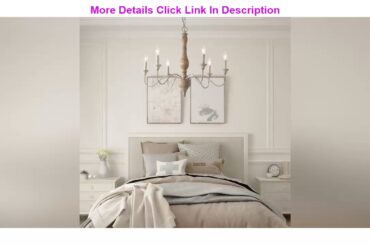 Info LNC French Country Chandeliers Wood 6 Lights Rust Arms for Dining, Bedroom, Living Room and Ba