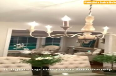 LNC French Country Chandeliers Wood 6 Lights Rust Arms for Dining, Bedroom, Livi