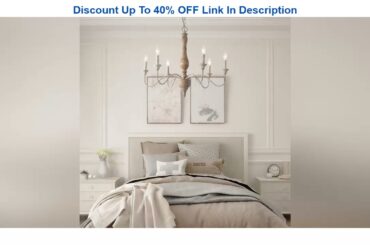 New Product LNC French Country Chandeliers Wood 6 Lights Rust Arms for Dining, Bedroom, Living Room