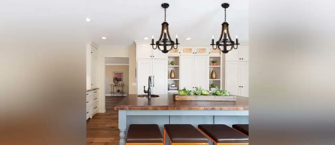 Deal Product 18.9" Vintage Rustic Mini Chandelier Pendant Light French Country Distressed Black Woo