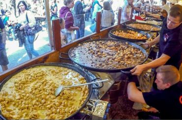 Orgy of France Street Food. Bourguignon, Cassoulet, Tartiflette, Raclette, Rougail, Paella