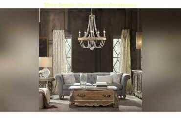 Weekly Top French Country Chandelier for Dinning Room, Wooden Bead Tassel Farmhouse Chandelier, Hem
