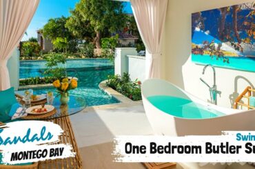 Crystal Lagoon Swim-Up One Bedroom Butler Suite S1B | Sandals Montego Bay | Full Tour & Review 4K