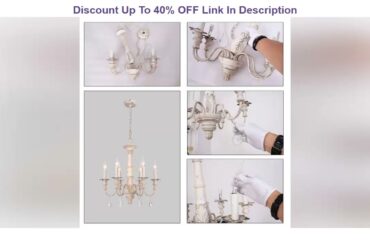 Lowest Price OSAIRUOS French Country Candle-Style Chandelier, Handmade White Distressed Wood Lighti