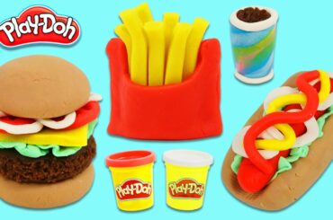 How to Make Play Doh Hamburger, Hot Dog, and French Fries Mini Foods!