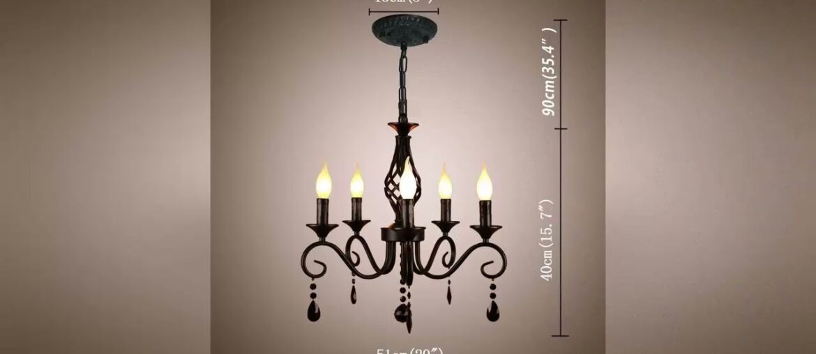 Top 10 Ganeed French Country Chandeliers,5 Lights Black Crystal Candle Chandelier,Industrial Vintag