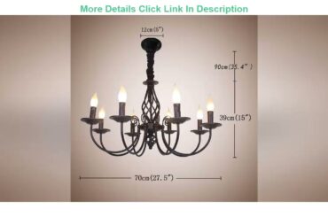 Product Deal Ganeed Rustic Chandelier,8 Lights French Country Chandeliers,Metal Black Pendant Chand