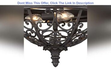 Best Deal French Scroll Rustic Country Ceiling Lighting Semi-Flush Mount Fixture Rubbed Bronze Scro