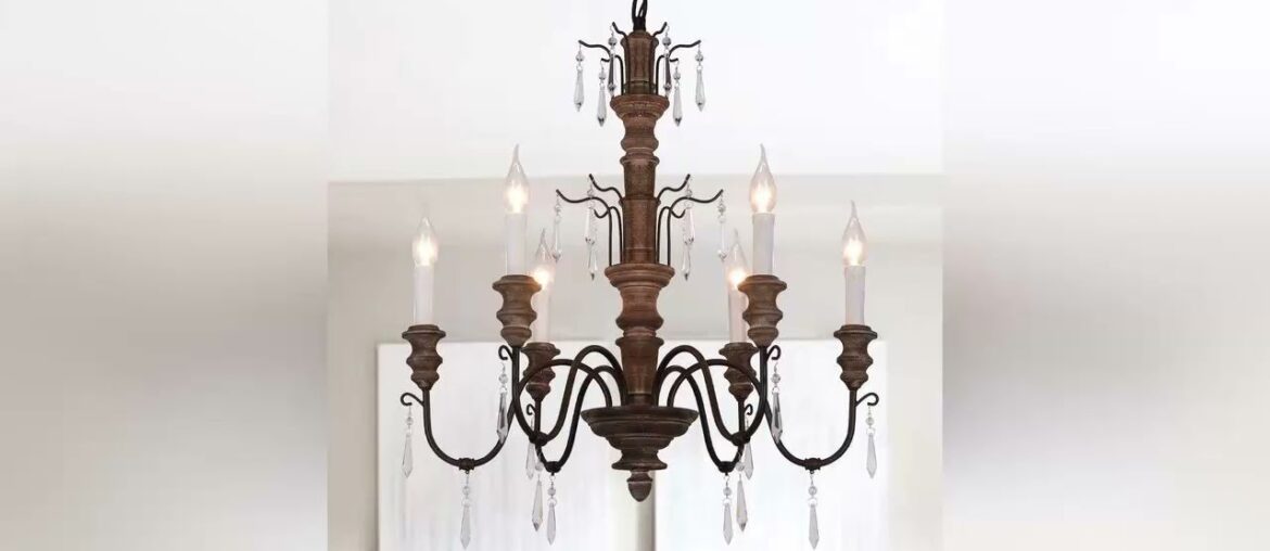 Exclusive OSAIRUOS French Country Chandelier Rustic Farmhouse Handmade Wood Distressed Chandeliers