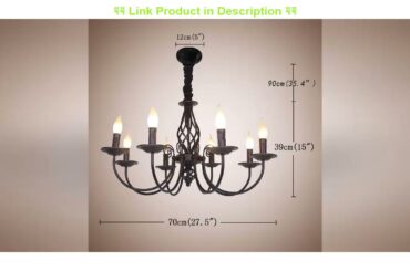 New Deal Ganeed Rustic Chandelier,8 Lights French Country Chandeliers,Metal Black Pendant Chandelie