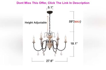 Limited OSAIRUOS Retro French Chandelier White Distressed Wood Rust Metal Arms Candle Style Chandel
