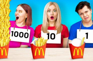 100 LAYERS FOOD CHALLENGE FOR REAL FOODIES! || 100 Yummy French Fries by 123 Go! GENIUS