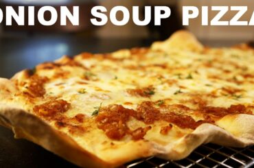 French onion pizza | caramelized onion sauce | grilled on oven grates