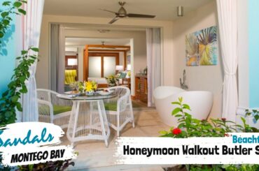 Beachfront Honeymoon Walkout Butler Suite OWT | Sandals Montego Bay | Walkthrough Tour & Review 4K