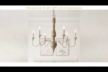 Info LNC French Country Chandeliers Wood 6 Lights Rust Arms for Dining, Bedroom, Living Room and Ba