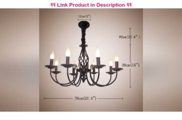 Big Sale Ganeed Rustic Chandelier,8 Lights French Country Chandeliers,Metal Black Pendant Chandelie