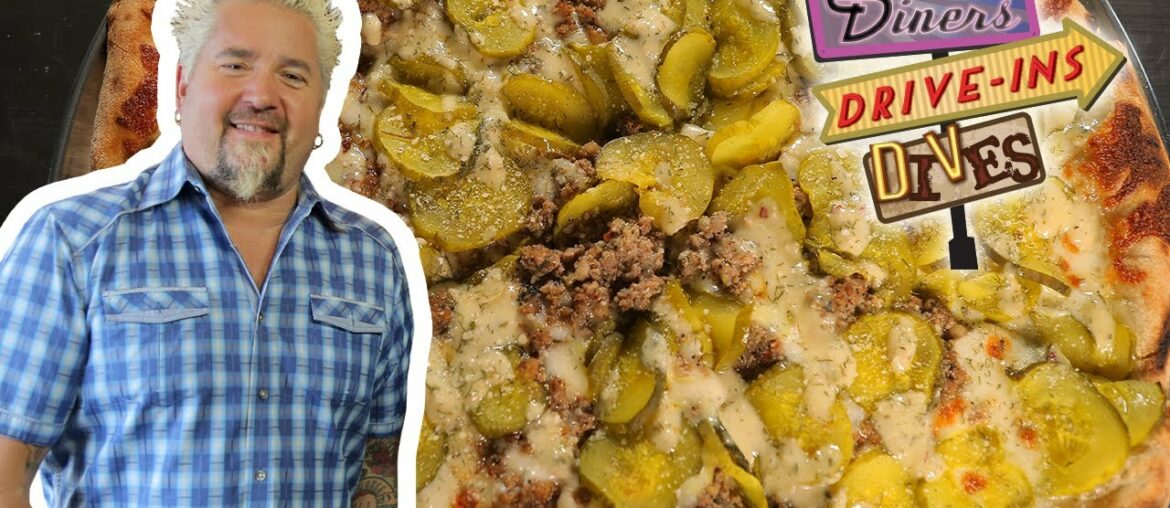 Guy Fieri Eats a PICKLE PIZZA | Diners, Drive-Ins and Dives | Food Network