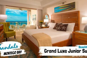 Beachfront Grande Luxe Junior Suite GBT | Sandals Montego Bay | Full Walkthrough Tour & Review 4K