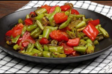 Fried French beans with red bell pepper | Easy French bean recipe