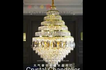 French Empire Gold Large Crystal Chandelier For Hallway Lobby Vintage Decoration Light